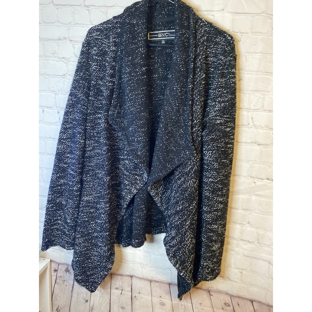 Open Front Waterfall Cardigan Sweater Charcoal Gray Size XL‎